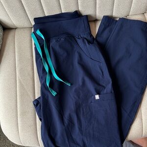 Figs Women's Navy Pants with Teal Accents